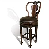 37" Leather Swivel Counter Stool in Dark Brown