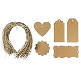 Wrapables 100 Gift Tags/Kraft Hang Tags with Free Cut String for Gifts Crafts and Price Tags