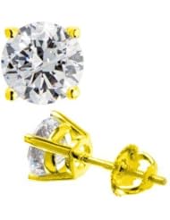 0.24 ct Ladys Round Cut Diamond Stud Earrings In 18 Karat Yellow Gold