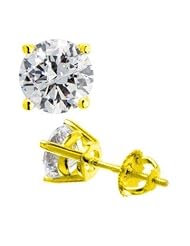 0.50 ct Ladys Round Cut Diamond Stud Earrings In 14 Karat Yellow Gold