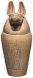 Canopic Jar of "Jackal" Duamutef, 9.5"H - Large