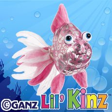 Webkinz Lil'kinz Pink Glitter Fish + Webkinz Bookmark - New with Sealed Tag and Unused Codes