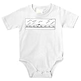 Onesie with water, black and white, ocean, shore, scenery, sea, birds, clouds, California, flock