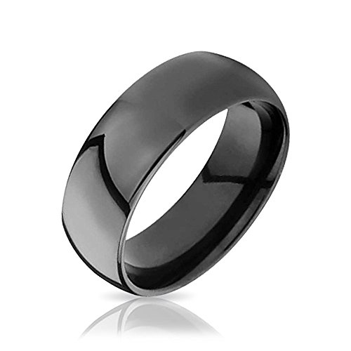Bling Jewelry Black Tungsten Mens Wedding Band Ring 8mm