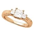 14K Rose Gold Diamond Three-Stone Engagement Ring - 0.75 Ct.