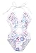 Little Girls Summer One-piece Ruffle Flower Print Halter Backless Swimsuit