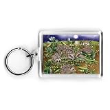 Hedgehogs with Peas beside a Poppy field at.. - Acrylic Keyring - Art247 - Standard Size