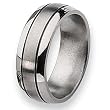 Grooved Brushed and Polished Titanium Ring (8.0 mm) - Sizes 8-13