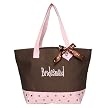 Polka Dot Bridesmaid Tote - Chocolate Brown/ Pink
