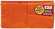 Amscan Big Party Pack 125 Count Beverage Napkins, Orange