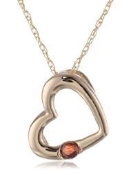 14k Yellow Gold Garnet Heart Pendant Necklace, 18"