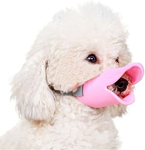 PANPET Ultra-Soft Silicone Foam Pet Dog Duckbill Mask Muzzle Anti-Biting and Barking Avoid the Pet from Eating Junk Food Outside to Keep Safety Pink S