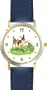 Deer Fawn and Cardinal Bird JP Animal - WATCHBUDDY� DELUXE TWO-TONE THEME WATCH - Arabic Numbers - Blue Leather Strap-Size-Children's Size-Small ( Boy's Size & Girl's Size )