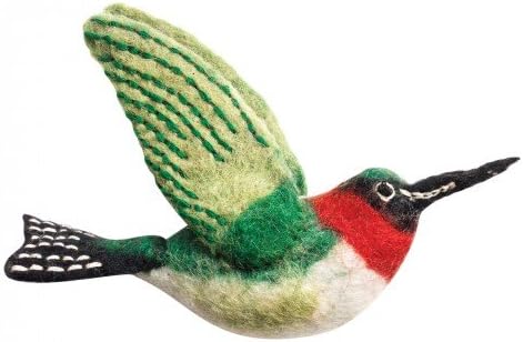 Diminutive Wool Felt Bird with Vividly Colored Plumage, Hummingbird