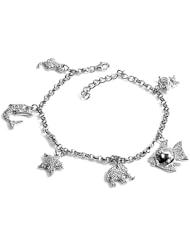 Sterling Silver Sealife Charms Bracelet 7.5"