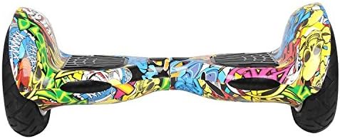 DDBOSS(TM) 10 Inch Upgraded Hoverboard 2 Wheel Safety Self Balancing Electric Scooter Hoverboard, Charger Plug(send According Your Address) LED Light, Free Carrying Bag (Graffiti)