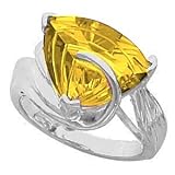 14K White Gold Fancy Cut Citrine Ring