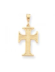 10k Yellow Gold Solid Flat Edge Cross Pendant