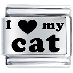 Laser I Heart Cat Birthstones Jewelry Italian Charm Bracelet