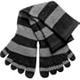 Feelmax Basic Cotton Toe Socks Black/Grey Stripes Ladies Shoe Size 8.5 - 11 and Mens Shoe Size 7 - 9.5