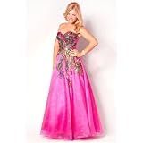 Nina Canacci Juniors Fuchsia Sweetheart Organza Formal Gown Size 0-18