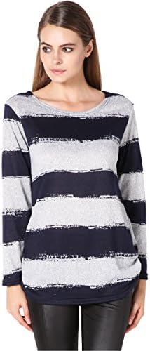 Honormall Women's Stylish Splicing Color Loose Long Sleeve L