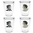 Greek Man & Greek Woman 16 oz Insulated Beverage Tumblers Set, Clear (Set of 4)