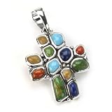 Barse Sterling Silver Multi Stone Cross Pendant
