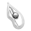 14K White Gold Black Akoya Pearl Brooch