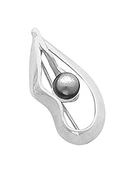 14K White Gold Akoya Cultured Black Pearl Brooch -- LIFETIME WARRANTY