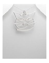Cat Pendant Necklace In 92.5 Sterling Silver