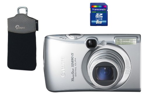Camera & Photo — Canon PowerShot SD890IS 10MP Digital Camera with 5x Optical Image Stabilized Zoom with Transcend 8GB SDHC Card and Bag