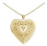 Gold Plated Silver Diamond Accent Flowers and Leaves Heart Locket Pendant, 18