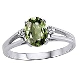 1.04 cttw Genuine Oval Green Sapphire Ring - 14kt Yellow Gold LIFETIME WARRANTY