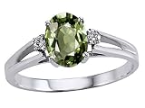 1.04 cts Genuine Oval Green Sapphire Ring - 14kt White or Yellow Gold