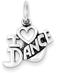 Sterling Silver Antiqued I Love Dance Charm