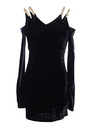 V-neck Long Sleeves Off the Shoulder Velvet  Dress