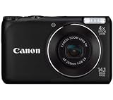CANON PowerShot A2200 - Digital camera - compact - 14.1 Mpix - optical zoom: 4 x - supported memory: MMC, SD, SDXC, SDHC, MMCplus - black + Ultra-compact Camera Case - 9.5x2.7x6.5 cm .