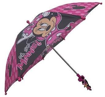 Disney Girls Minnie Mouse Umbrella w/ 3D Handle (Pink & Black)