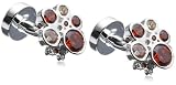 Image of SEVEN (London) Sterling Silver MA2017-ORG/RED Orange/Red CZ Cluster Cufflink