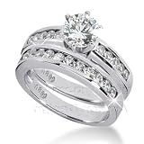 14K White Gold Round Cut Diamond Matching Bridal Set (0.95ct.tw, HI Color, SI2-3 Clarity)