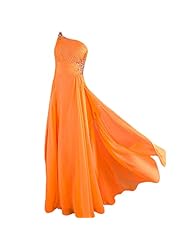 Chiffon One Shoulder Crystal Fitted  Dress with a Brush/Sweep Train 