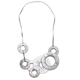 JousJous.com Silver Leather The Gears Necklace, Matinee Length, 23" Long