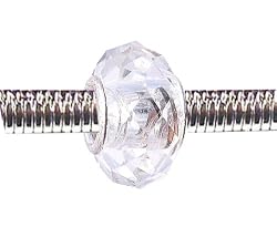 Pandora Style Charm Bead (Z74) Faceted Murano Lampwork Glass (14mm x 10mm) (fits Troll too)