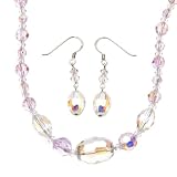 Pink Aurora Borealis Crystal Necklace and Earring Set