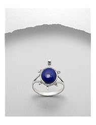 Lapis Lazuli (Navy Blue) Turtle Reconstructed stones Ring In 92.5 Sterling Silver