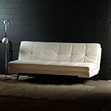 Design Sofa Schlafsofa [TAZZINI], Napalonleder, Weiß, 190cm