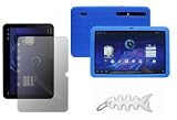 Blue Silicone Skin Cover + LCD Screen Protector + Fishbone Style Keychain for Motorola XOOM Tablet