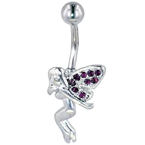 Pugster Mothers Day Gifts Christmas Gifts Belly Button Rings Purple Crystal Fairy Princess February Belly Navel Ring Body Jewelry