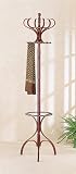 Wooden Cherry Finish Coat Rack with Umbrella Stand